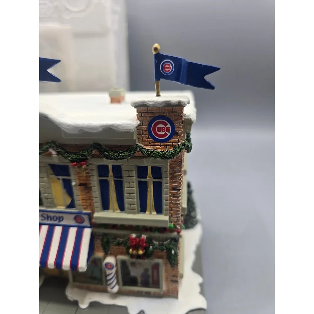 Hawthorne Village Chicago Cubs Barber Shop Christmas Village Wrigley Lighted COA